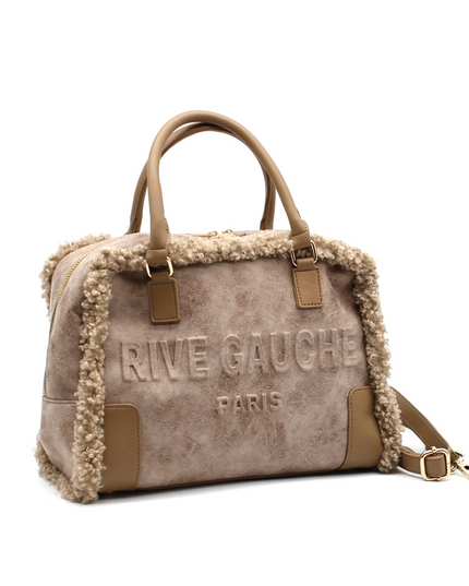 Vimoda Paris | Rive Gauche Handtasche | Wildlederoptik mit Teddyfell