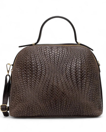 ZEEN | NOA Ledertasche mit geprägtem Flechtmuster | Braun
