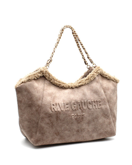 BIG cuddly shopper fur bag with cow pattern and firm handle in 3 colors 