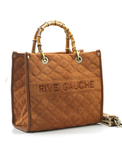 Vimoda Paris | RIVE GAUCHE gesteppte Handtasche mit Bambusgriffen | Multicolor