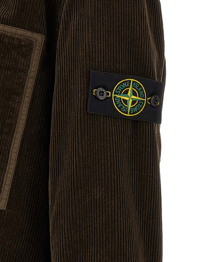 Stone Island | 1200016 Baumwollcord-Overshirt | Dunkelbraun | Herren