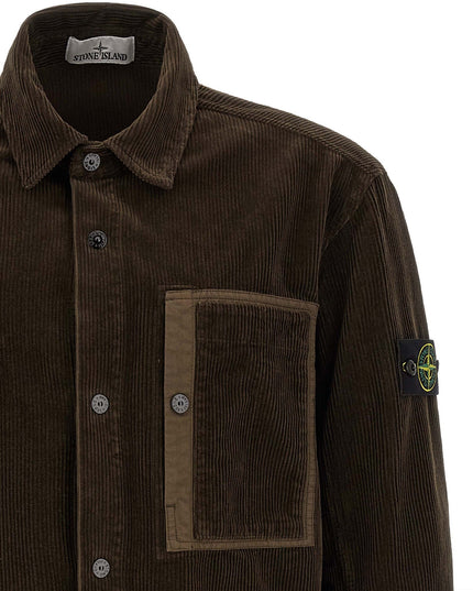 Stone Island | 1200016 Baumwollcord-Overshirt | Dunkelbraun | Herren