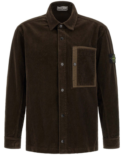 Stone Island | 1200016 Baumwollcord-Overshirt | Dunkelbraun | Herren