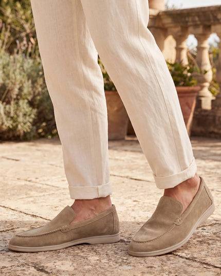 HOLLERT | Herren Loafer aus Kalbsveloursleder | Beige