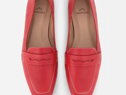 Cipó Beige Leder-Loafer mit eckiger Spitze – Flach