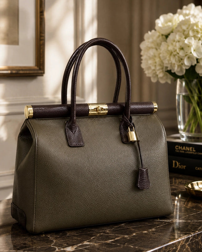 ZEEN | NORA Taupe | Dollaro-Ledertasche | Made in Italy