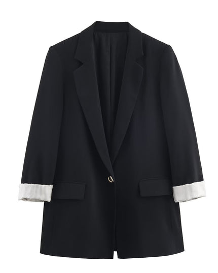 WALL STREET — Damen Oversized Blazer Schwarz | Nadelstreifen-Aufschlag