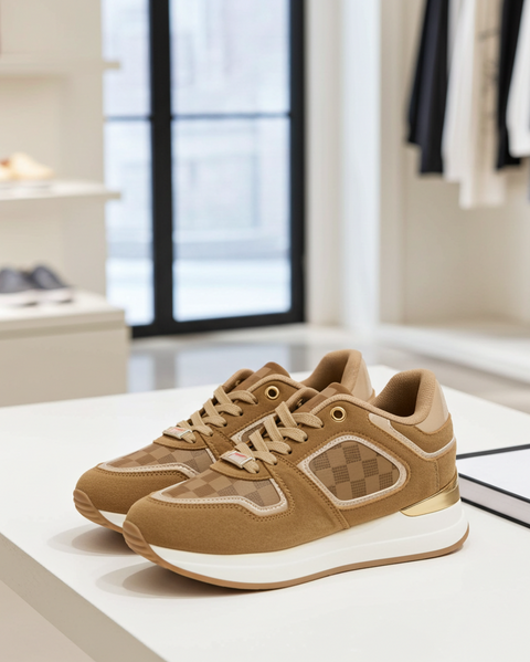 Plateau-Sneaker mit Schnürung – Braun