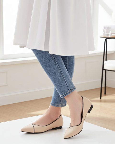 Ariri Beige Leder-Ballerinas