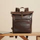 Dunkelbrauner Roll-Top-Lederrucksack – Für Laptops – IULIUS-1