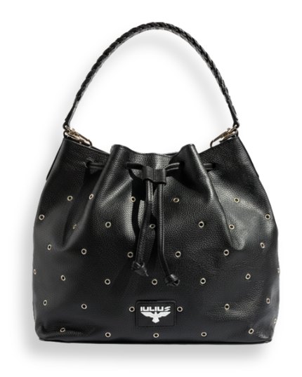Bolso Bucket de Cuero Negro con Tachuelas – Estilo Urbano – IULIUS-0