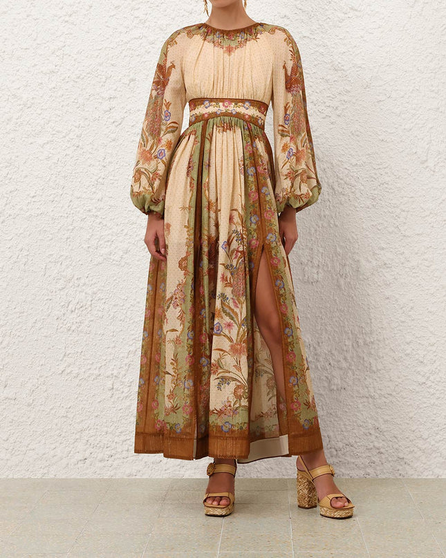 Zimmermann | Indra Dress | Cream Khaki Floral | Damen