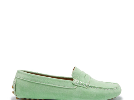 Women's Penny Driving Loafers, lagoon green suede