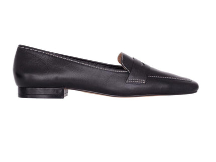 Cipó Beige Leder-Loafer mit eckiger Spitze – Flach