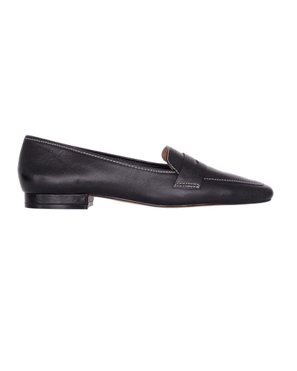 Cipó Beige Leder-Loafer mit eckiger Spitze – Flach