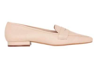 Cipó Beige Leder-Loafer mit eckiger Spitze – Flach