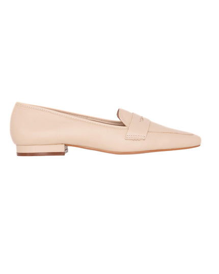 Cipó Beige Leder-Loafer mit eckiger Spitze – Flach