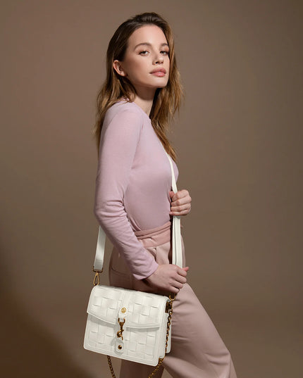 LaBante London | Daisy Shoulder & Crossbody Bag | Handgewebt | Weiss