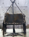 Yaya large suede bag in camouflage 