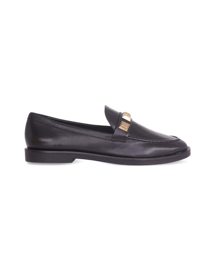 Caetê Kalbsleder-Loafer Schwarz/Beige