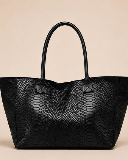 ZEEN | LOLA Schultertasche Schwarz | Python-Prägung | Made in Italy