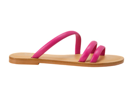 Cacau Kalbsleder-Slide-Sandale Rosa – Drei Riemen