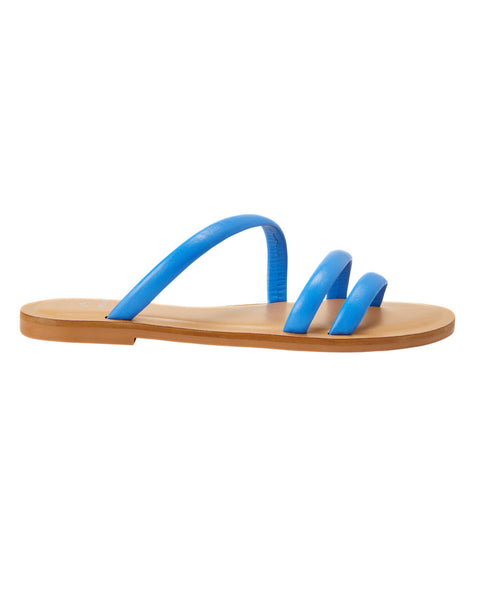 Cacau Kalbsleder-Sandalen Blau – Drei-Riemen-Slide
