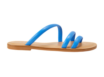 Cacau Kalbsleder-Sandalen Blau – Drei-Riemen-Slide