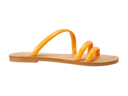 Cacau Kalbsleder-Slide-Sandale Orange – Drei Riemen