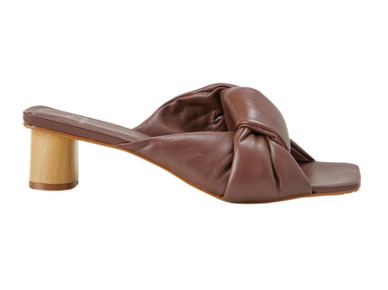Carobá Chocolat Leather Mules – 4.5cm Cylindrical Block Heel