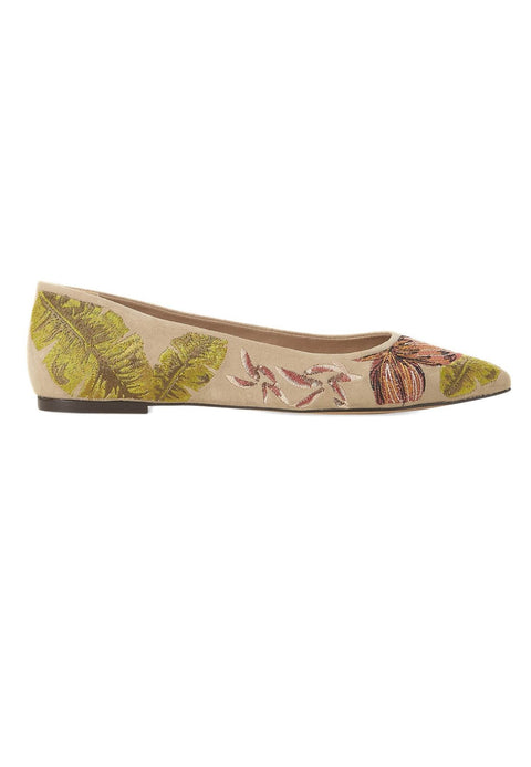 Red Suede Embroidered Ballerinas – Elegant Women’s Flat Shoes-5