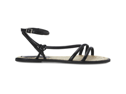 Angico Black Leather Strappy Flat (Copy)
