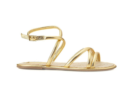 Angico Gold Leather Flat Sandals
