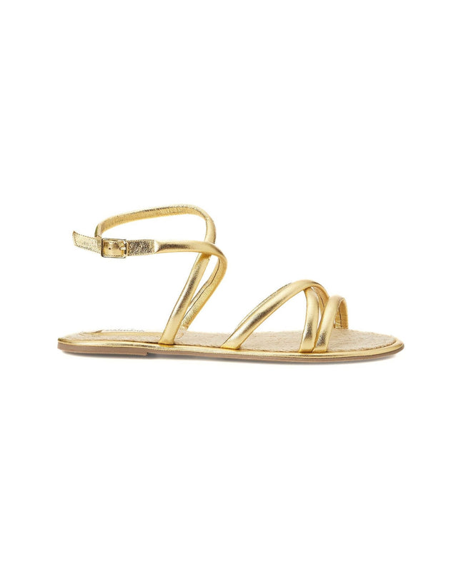 Mangará Angico Flachsandalen – Goldenes Leder
