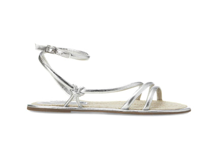 Angico Leder-Riemchensandale Silber – Flach