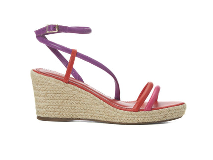 Romã Leder-Espadrille Rosa mit Jute-Keilabsatz