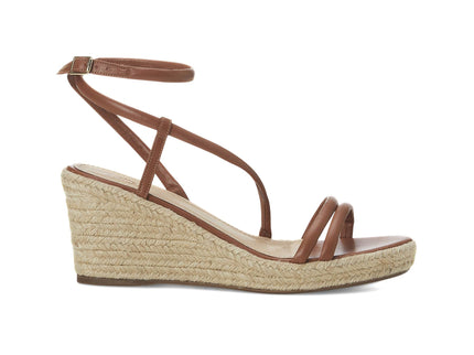 Romã Leder-Espadrille Braun mit Jute-Keilabsatz