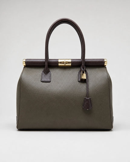 ZEEN | NORA Taupe | Dollaro-Ledertasche | Made in Italy