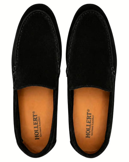HOLLERT | Herren Loafer aus Kalbsveloursleder | Schwarz