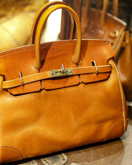 Rossie Viren Women's  Unisex Genuine Vintage Vegetable Tanned Leather Satchel Flap Buckle Bag-4