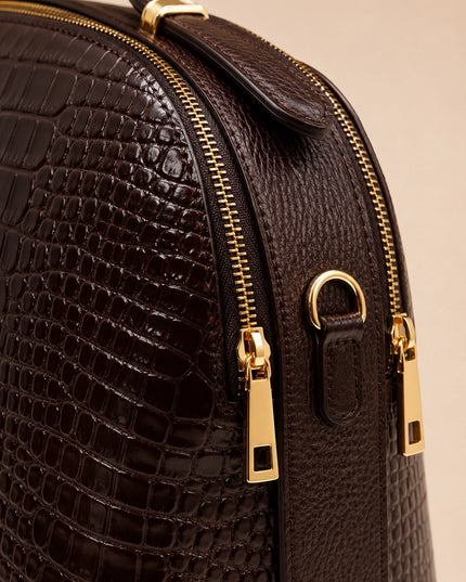 ZEEN | NOA Brown | Crocco-Ledertasche | Made in Italy