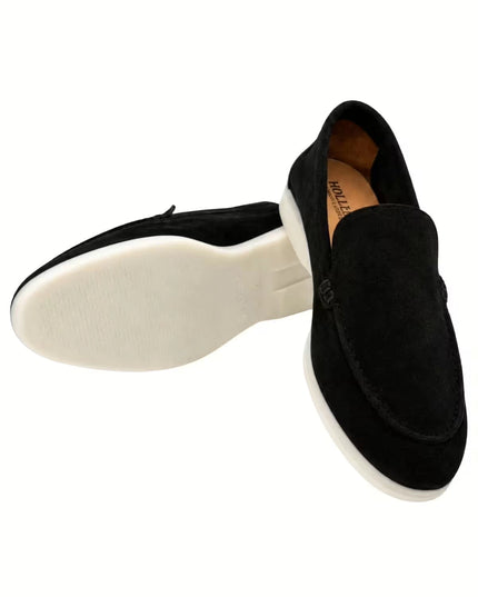 HOLLERT | Herren Loafer aus Kalbsveloursleder | Schwarz