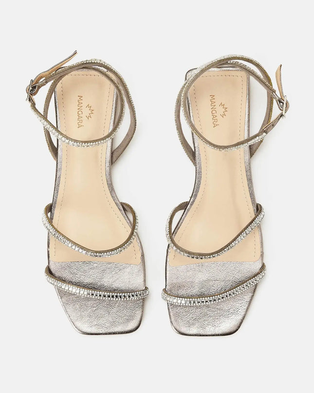 Aroeira Gold Leder-Sandalen – Kristallriemen