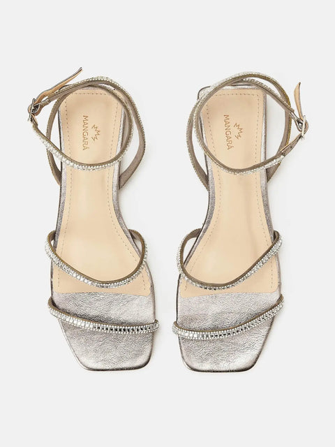 Aroeira Gold Leder-Sandalen – Kristallriemen