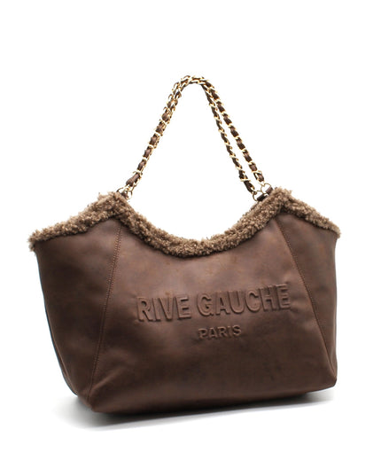 BIG cuddly shopper fur bag with cow pattern and firm handle in 3 colors 