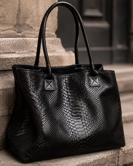 ZEEN | LOLA Schultertasche Schwarz | Python-Prägung | Made in Italy