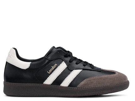 Black and white London sneaker with brown suede toe, classic retro design for urban style