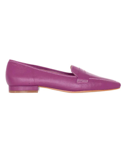 Cipó Beige Leder-Loafer mit eckiger Spitze – Flach