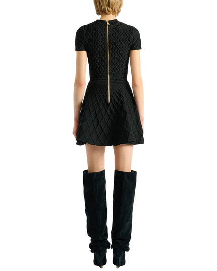 Balmain | Skater Strickkleid mit Rautenmuster | Schwarz | Damen