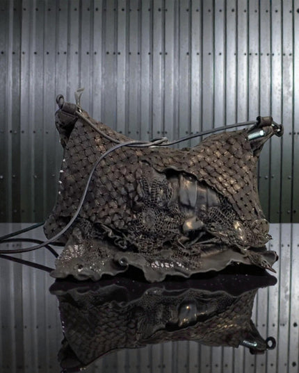 Brunocenere Lasergeschnittene Ledertasche – Handgefertigtes Unikat aus Italien